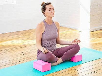 Sol Living Yoga Blocks 2 Pack High Density EVA Foam Yoga Cushion Stretching Pilates Meditation Exercise Equipment Support Deepen Poses Odor Free Non Slip Yoga Accessories - 4" x 6" x 9"- Pink - color: Pink