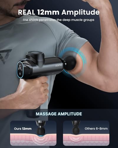 RENPHO Active Power Massage Gun Deep Tissue with 12mm Amplitude, Fathers Day Dad Gifts FSA Eligible Percussion Muscle Massager, Portable Electric Handheld Massage Gun with LED Touch Display HSA - color: Graphite Black