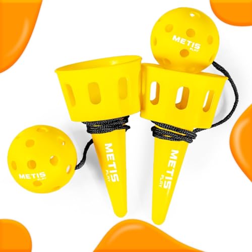 METIS Play Cup and Ball Game [1 or 4 Pcs] – Develop Hand Eye Coordination | 4 Vibrant Color Options – Ideal for All Ages (Yellow, Pack of 1) - color: Yellow, size: Pack of 1