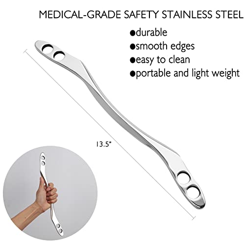 Gua Sha Scraping Massage Tool, IASTM Tools, Long Bar Tool for Large Muscles, Great Soft Tissue Mobilization Tool, 13.5 inch Long (B) - style: Hole Style