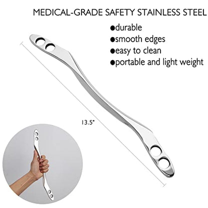 Gua Sha Scraping Massage Tool, IASTM Tools, Long Bar Tool for Large Muscles, Great Soft Tissue Mobilization Tool, 13.5 inch Long (B) - style: Hole Style