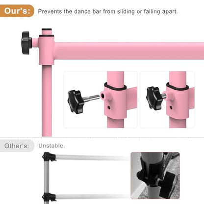 Freestanding Height Adjustable Ballet Barre - color: 4ft (Steel Crossbar, Pink)