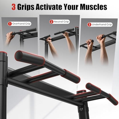 Sportsroyals Power Tower Pull Up Bar Station, 450LBS Stable Pull Up Dip Station for Home Gym Strength Training Equipment | FED Fitness - color: Black-02
