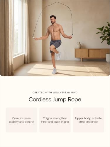 BetterMe Cordless Jump Rope with Counter - Tracks Jump Count & Workout Duration - Height Adjustable Jump Rope for Women and Men - Cordless Indoor Workout