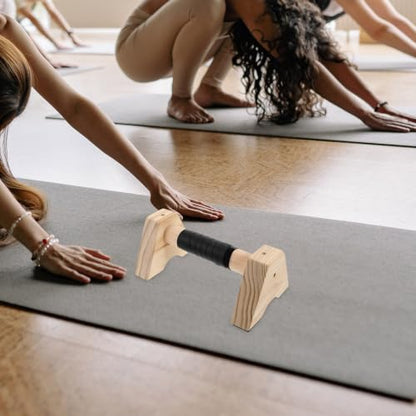 TOYANDONA Wooden Push up Bars Parallettes Push down Bar Set 30cm Beech Wood Anti-slip Handles Strength Training Equipment for Men Women Home Gym Calisthenics