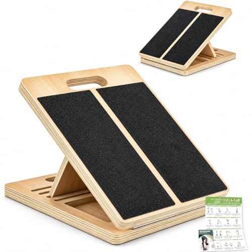 Slant Board for Calf Stretching, with Adjustable Incline Angle, Anti-Slip Design, Made of Wooden Materials, Capable of Supporting 450 Pounds,Suitable for Relieving Foot and Leg Pressure