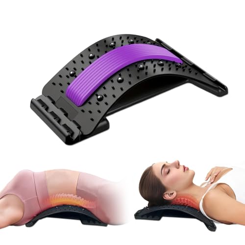 Back Stretcher - 4-Level Adjustable Lumbar Support Board & Back Cracker for Lower Back Pain Relief, Home Office Use (Purple) - color: Purple