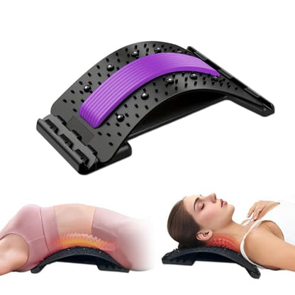 Back Stretcher - 4-Level Adjustable Lumbar Support Board & Back Cracker for Lower Back Pain Relief, Home Office Use (Purple) - color: Purple