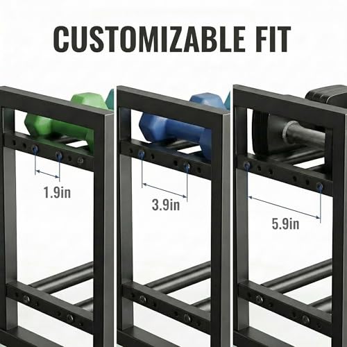 Adjustable 2-Tier Dumbbell Rack, Home Gym Weight Storage Rack for Dumbbells, Kettlebells & Plates