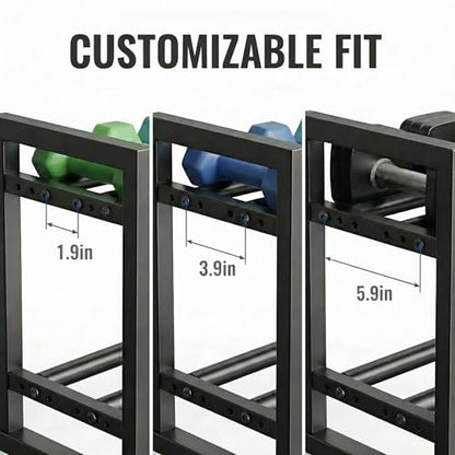Adjustable 2-Tier Dumbbell Rack, Home Gym Weight Storage Rack for Dumbbells, Kettlebells & Plates