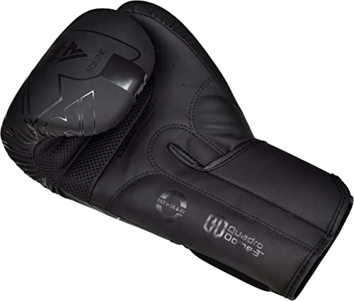 RDX Boxing Gloves, Pro Training Sparring, Maya Hide Leather, Muay Thai MMA Kickboxing, Men Women Adult, Heavy Punching Bag Focus Mitts Pads Workout, Ventilated Palm, Multi Layered, 8 10 12 14 16 18 Oz - color: BLACK, size: 12 OZ