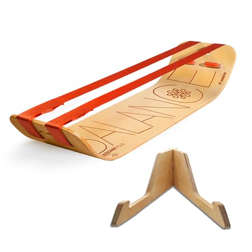 GIBBON SlackBoard Plus & Stand - 2-in-1 Slackline Balance Board for Adults - Workout Equipment Home Gym Training - Wooden Balance Trainer, Standing Desk Exercise, Yoga, Agility, Pilates, Core, Fitness - color: Balance Plus with Stand