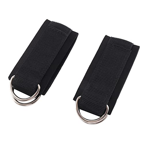 2Pcs Fitness Equipment Gym Ankle Strap Padded Double D-Ring Adjustable Ankle Weight Leg Training Brace Support Black
