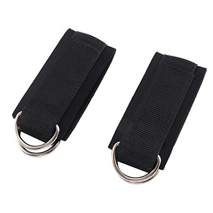 2Pcs Fitness Equipment Gym Ankle Strap Padded Double D-Ring Adjustable Ankle Weight Leg Training Brace Support Black