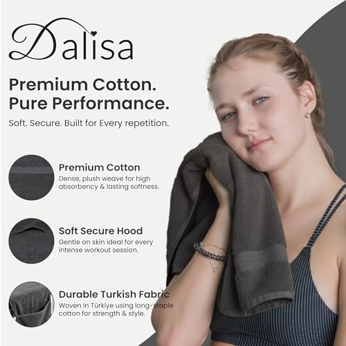 Dalisa Bench Hood Gym Towel – 100% Turkish Cotton – Non-Slip Hooded Design for Weight Benches – 450 GSM – 20"x 51" – Ultra-Absorbent, Quick-Dry Workout Towel – Made in Türkiye – Grey - color: Gray