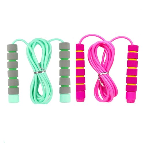 Adjustable Soft Skipping Rope with Skin-Friendly Foam Handles for Kids, Children, Students and Adults, Fitness Jump Rope For Outdoor, Party Favor, Exercise Activity - color: pink+green