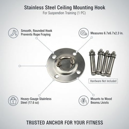 Stainless Steel Ceiling Mounting Hook for Suspension Training (1 PC)