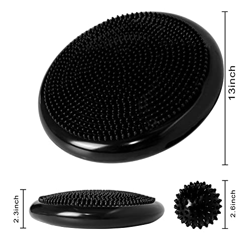 Wobble Cushion, Balance Disc, Wiggle Seat, Balance Pads for Physical Therapy, Stability Disc, Wobble Board for Dogs, Office, Sensory Kids, Classroom with Spiky Massage Ball