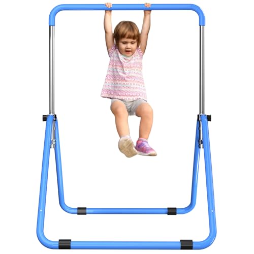 Kids Gymnastics Bar Gymnastic Equipment for Home Adjustable Height Gymnastic Training Bar Gymnastic Stuff for 3-7 Years Old Girls - color: Basic- Blue