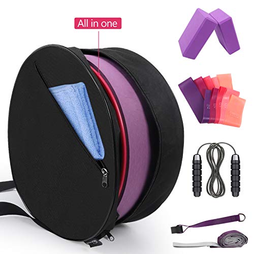 Yoga Wheel Set 11-in-1,Back Roller & 2 Blocks with Strap,Resistance Bands,Jump Rope,Carrying Bag,Perfect Yoga Back Wheel Accessory Starter Kit for Beginner, Stretching, Improving Backbends