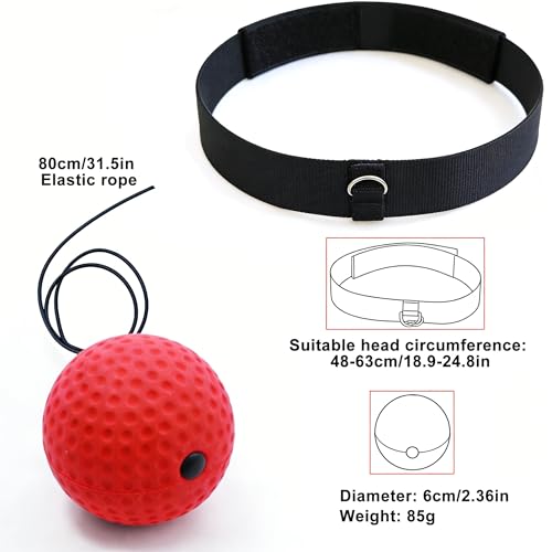Boxing Reflex Ball with Adjustable Headband and Elastic Cord, Speed Training for Punching, Hand-Eye Coordination Fitness Martial Arts
