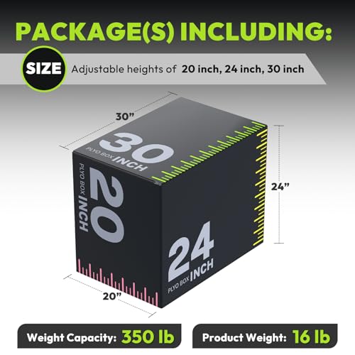 HANDBODE 3-in-1 Plyometric Box, Jump Training Equipment - style: 16 lb (20 x 24 x 30 inch)-A