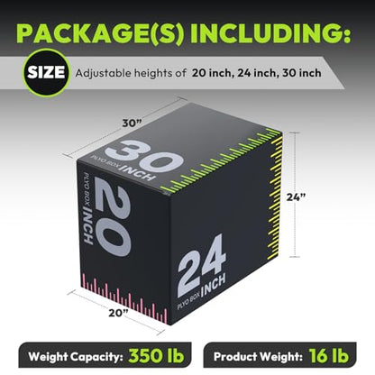 HANDBODE 3-in-1 Plyometric Box, Jump Training Equipment - style: 16 lb (20 x 24 x 30 inch)-A