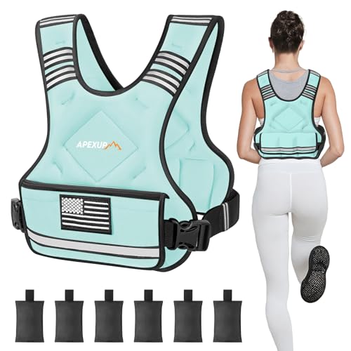 Adjustable Weighted Vest, 4-10lb/12-18lb/20-32lb Vest with 6 Ironsand Weights and Large Pocket, Weight Vest for Men Women Strength Training, Running, Walking - color: Pastel Blue, size: 12-18lbs