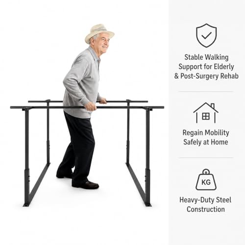 Physical Therapy Parallel Bars - 7FT/213cm Walking Assist Bars with Adjustable Height and Width, Home Gym Parallel Bars Workout Dip Stnads for Strength Training Fitness - color: Black