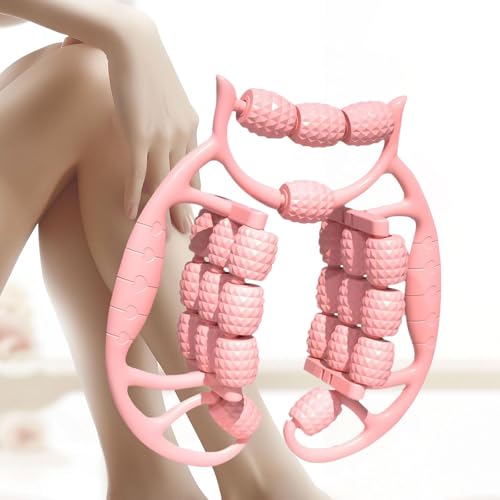 Muscle Roller for Legs Full Body Massage 24 Wheels Manual Leg Roller for Thighs for Neck Golfer Elbow Shoulder Home Gym, Pink