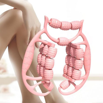 Muscle Roller for Legs Full Body Massage 24 Wheels Manual Leg Roller for Thighs for Neck Golfer Elbow Shoulder Home Gym, Pink