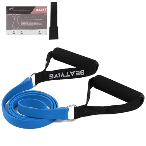 Exercise Bands with Handles, Resistance Bands with Handles, Ideal for Physical Therapy, Strength Training, Muscle Toning - Door Anchor and Starter Guide Included - color: Blue-Heavy(30lbs)