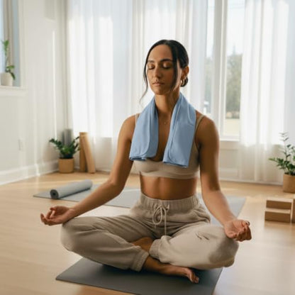 Microfiber Yoga Hand Towel – Super Soft, Quick-Dry, Non Slip Yoga Towel for Hot Pilates, Gym & Workouts (26.5" x 16", Blue) - color: Blue
