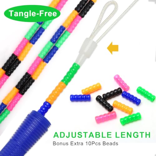 Coolrunner 16 FT Long Jump Rope(1 PACK), Double Dutch Jump Ropes, Soft Beaded Skipping for Kids Adults, Plastic Segmented Long Enough for 4-5 Jumpers - color: Blue