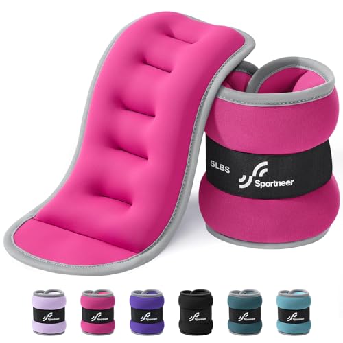 Sportneer Ankle Wrist Weights for Women Men Pair of 1/2/4/6/10 LBS Options - color: Pink, size: 5 lbs x 2