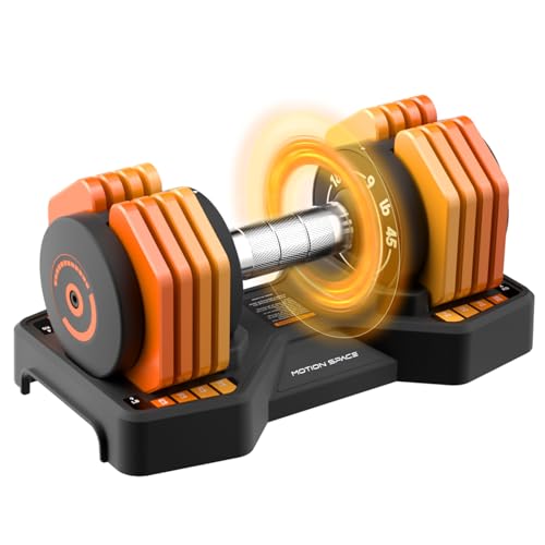 Adjustable Dumbbells Set 45LB Single, 1-Sec Fast Adjustable 5 Weights by Turning Handle, Premium Comfort Non-slip Metal Dumbbells with Tray, Compact Size for Full Body Home Workout - color: Orange