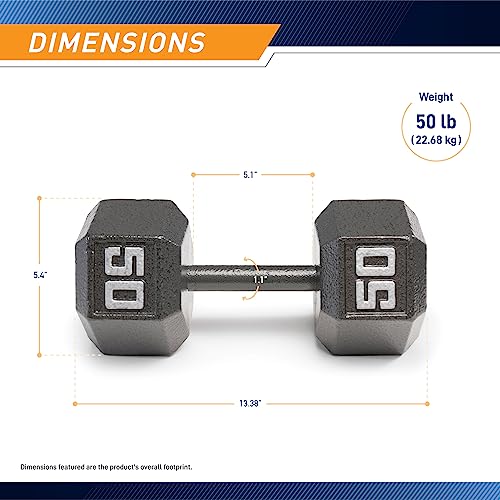 Marcy Cast Iron Hex Dumbbells Collection - Available size from 3-lb to 100-lb, SOLD INDIVIDUALLY - style: 50lbs