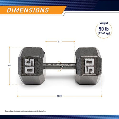 Marcy Cast Iron Hex Dumbbells Collection - Available size from 3-lb to 100-lb, SOLD INDIVIDUALLY - style: 50lbs