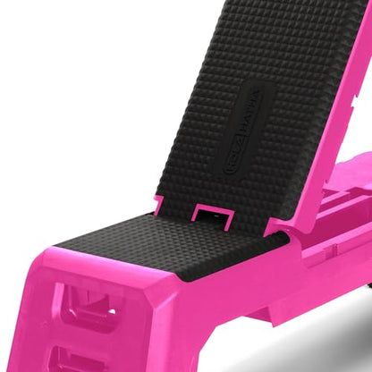 HolaHatha Compact Portable Aerobic Step Platform Exercise Fitness Equipment, Cardio Stepper with Adjustable Height for Home Gym - color: Pink