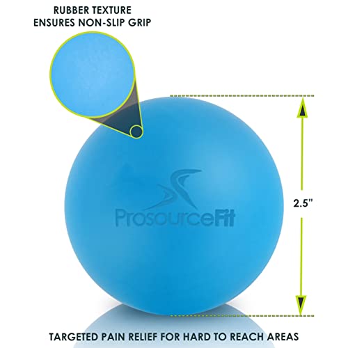 ProsourceFit Lacrosse Massage Ball for Self-Myosfascial Release, Deep Tissue Massage, Muscle Mobility, Post-Workout Recovery, Blue - size: 2.5 Inch