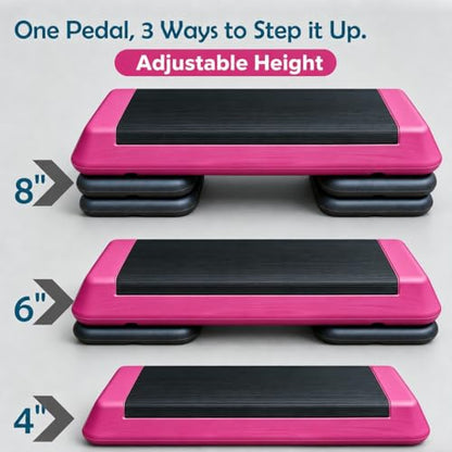 Aerobic Step Platform Height Adjustable Workout Step - color: Double-layer Base-Rose & Black