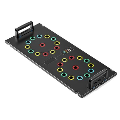 UPREIGN Multi-Functional Push-Up Plate. Portable and Foldable Push-up Board with Handle for Muscle Building and Strength Training - color: Deep Black