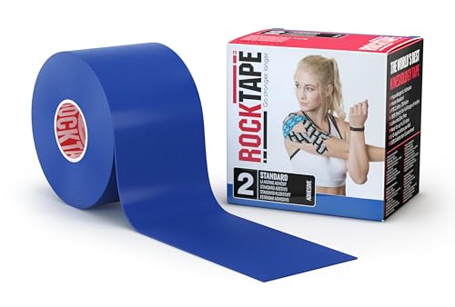 RockTape Extra Sticky Kinesiology Tape - Athletic Tape for Muscle Pain Relief, Injury Recovery - Microscopic Skin Lifting & Decompression - Sweat & Water Resistant - color: Navy, style: STANDARD