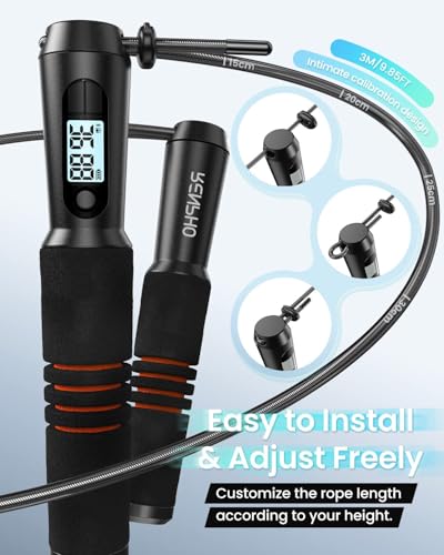 RENPHO Smart Jump Rope with Counter, App Data Tracking, LCD Display - color: Black