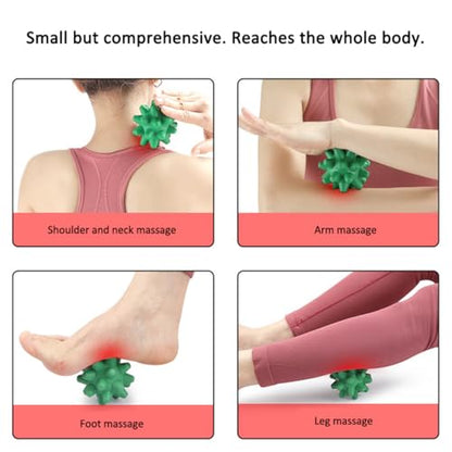 Massage Roll Balls, 2 Pack Spiky Massage Balls Deep Tissue Trigger Point and Myofascial Release for Plantar Fasciitis Relief, Muscle Recovery, 2.8 Inch Diameter (Red) - color: Red
