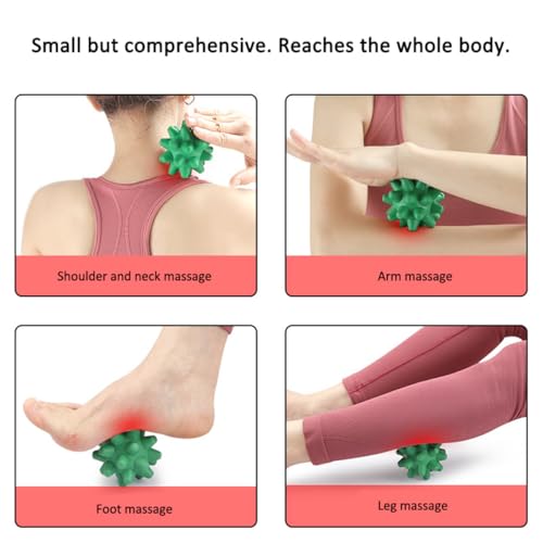 Soft Spiky Massage Balls, 2 Pcs Silicone Massage Ball for Plantar Fasciitis, Trigger Point Release Ball Deep Tissue Self Massage Ball Muscle Soreness Manual Massage Ball for Yoga Gym Exercise (Red) - color: Red