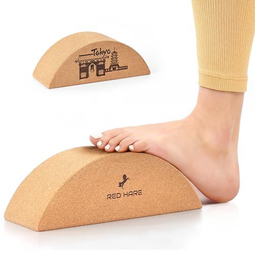 Cork Yoga Blocks, Half Moon Cork Foot & Calf Stretcher for Plantar Fasciitis Relief, Ankle & Foot Mobility Trainer, Pilates Yoga Balance Block for Stability, Stretching & Recovery