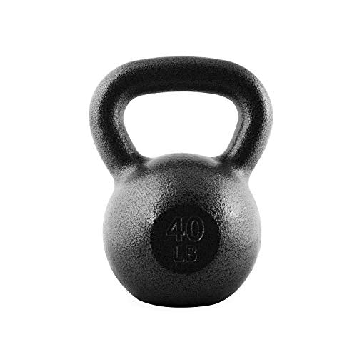 WF Athletic Supply Hammerstone Painted Cast Iron Kettlebells, Home & Gym Equipment, Great for Strength Training, Full Body Workout & Crossfit Training, Color & Size Options Available in 10-80 Pounds - color: g. 40lb - Black