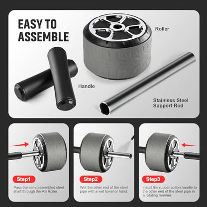 Ab Roller Wheel with Elbow Support and Kneeling Mat Automatic Rebound Abdominal Wheel Abs Workout Equipment for Home and Gym Exercise Roller for Core Workout