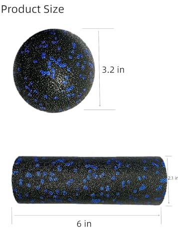 Mini Foam Roller and Massage Ball Set, 6-Inch Small Foam Roller & 3.2-Inch Ball for Travel, Back, Legs, and Muscle Recovery